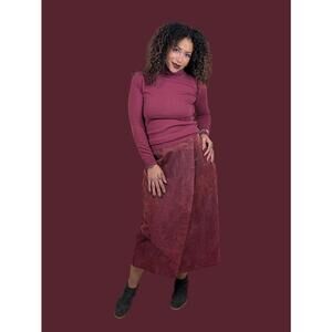 1990's raspberry suede Leather skirt